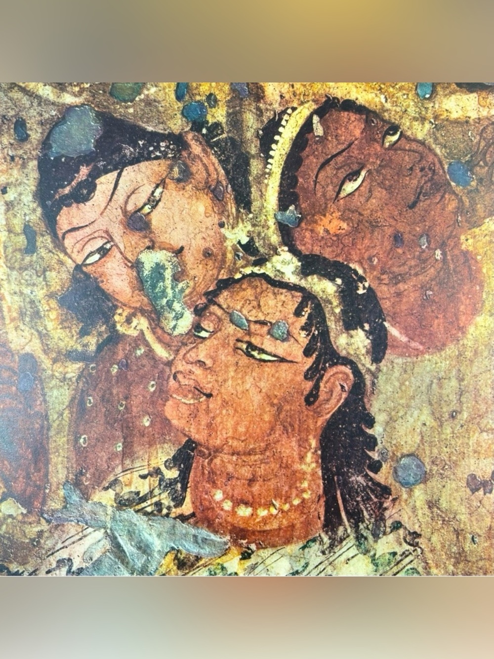 Royal Procession Original Antique 50’s Vintage Fine Art INDIA Print Ajanta Caves